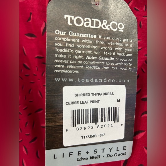 Toad&Co Pink Sheath Mini lead cerise print Dress Scoop Neck Sleeveless M NWT - Picture 9 of 9